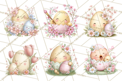 Easter Egg Clipart PNG, Cute Baby Easter Eggs with Faces Product Image 2