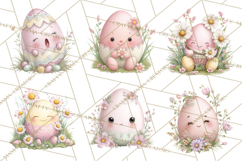 Easter Egg Clipart PNG, Cute Baby Easter Eggs with Faces Product Image 6