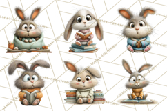 Bookish Bunnies PNG Clipart, Cozy Bunny Reading Product Image 5