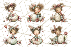 Easter Kids Clipart, Cute Easter Children, Bunny Ear Png Product Image 7