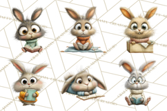 Bookish Bunnies PNG Clipart, Cozy Bunny Reading Product Image 8