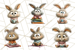 Bookish Bunnies PNG Clipart, Cozy Bunny Reading Product Image 9