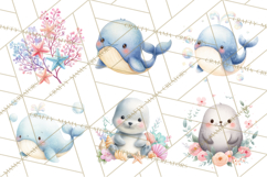 Ocean Baby Animals Clipart PNG, Cute Sea Animals Watercolor Product Image 2