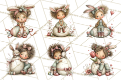 Easter Kids Clipart, Cute Easter Children, Bunny Ear Png Product Image 4