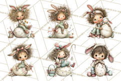 Easter Kids Clipart, Cute Easter Children, Bunny Ear Png Product Image 9