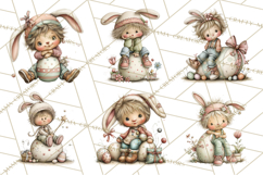 Easter Kids Clipart, Cute Easter Children, Bunny Ear Png Product Image 5