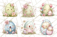 Easter Egg Clipart PNG, Cute Baby Easter Eggs with Faces Product Image 4