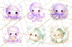 Ocean Baby Animals Clipart PNG, Cute Sea Animals Watercolor Product Image 8
