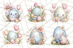 Easter Egg Clipart PNG, Cute Baby Easter Eggs with Faces Product Image 5