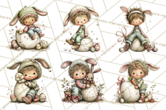 Easter Kids Clipart, Cute Easter Children, Bunny Ear Png Product Image 6