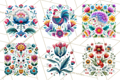 Polish Folk Botanical Clipart, Floral Animals Png Product Image 6