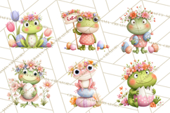 Frog Easter Clipart PNG, Cute Frog Holding Eggs, Pastel Png Product Image 3