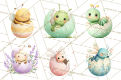 Baby Insects in Easter Eggs, Cute Spring Bug Clipart Png Product Image 3