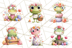 Frog Easter Clipart PNG, Cute Frog Holding Eggs, Pastel Png Product Image 6