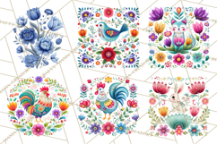 Polish Folk Botanical Clipart, Floral Animals Png Product Image 5