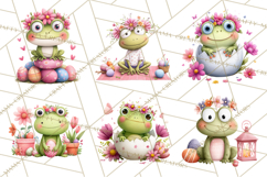 Frog Easter Clipart PNG, Cute Frog Holding Eggs, Pastel Png Product Image 9