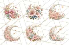 Celestial Spring PNG, Stars Florals Clipart, Dreamy Gradient Product Image 5