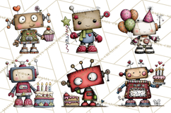 Adorable Birthday Robot Clipart, Playful Toy Robot Clip Art Product Image 3