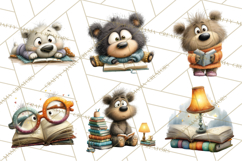 Bookish Bears PNG Clipart, Cozy Bear Reading, Cute Cartoon Product Image 7