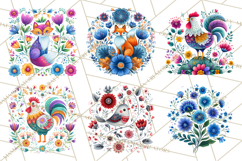 Polish Folk Botanical Clipart, Floral Animals Png Product Image 4