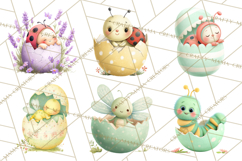 Baby Insects in Easter Eggs, Cute Spring Bug Clipart Png Product Image 5