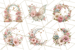 Celestial Spring PNG, Stars Florals Clipart, Dreamy Gradient Product Image 8