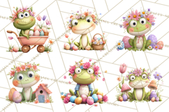 Frog Easter Clipart PNG, Cute Frog Holding Eggs, Pastel Png Product Image 4