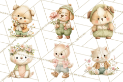 Spring Pets Clipart PNG, Cute Baby Animals Watercolor Product Image 5