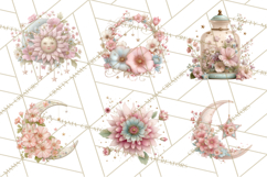 Celestial Spring PNG, Stars Florals Clipart, Dreamy Gradient Product Image 4