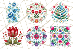 Polish Folk Botanical Clipart, Floral Animals Png Product Image 2