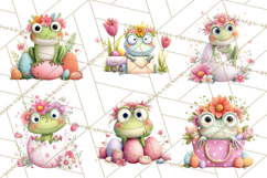 Frog Easter Clipart PNG, Cute Frog Holding Eggs, Pastel Png Product Image 8