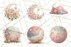 Celestial Spring PNG, Stars Florals Clipart, Dreamy Gradient Product Image 7