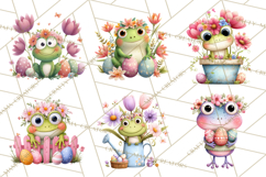 Frog Easter Clipart PNG, Cute Frog Holding Eggs, Pastel Png Product Image 5