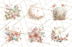 Celestial Spring PNG, Stars Florals Clipart, Dreamy Gradient Product Image 3