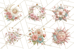 Celestial Spring PNG, Stars Florals Clipart, Dreamy Gradient Product Image 6
