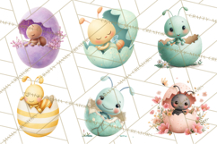 Baby Insects in Easter Eggs, Cute Spring Bug Clipart Png Product Image 9