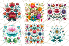 Polish Folk Botanical Clipart, Floral Animals Png Product Image 8