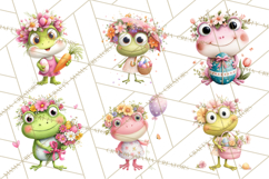 Frog Easter Clipart PNG, Cute Frog Holding Eggs, Pastel Png Product Image 7