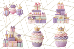 Princess Birthday Party Clipart, Fairytale Celebration Png Product Image 6