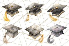 Graduation Cap Clipart PNG, Watercolor Graduation Hat Tassel Product Image 5