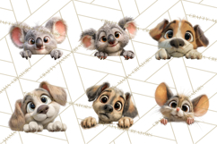Peeking Cute Animals Clipart, Large-Eyed Baby Creatures, PNG Product Image 8