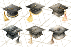 Graduation Cap Clipart PNG, Watercolor Graduation Hat Tassel Product Image 3