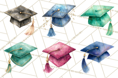 Graduation Cap Clipart PNG, Watercolor Graduation Hat Tassel Product Image 2