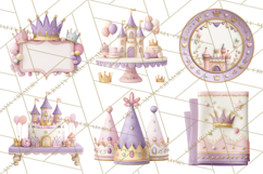 Princess Birthday Party Clipart, Fairytale Celebration Png Product Image 8