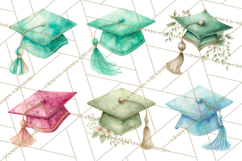 Graduation Cap Clipart PNG, Watercolor Graduation Hat Tassel Product Image 4