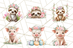 Adorable Baby Animals Easter Clipart PNG, Pastel Chicks Png Product Image 5