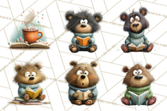 Bookish Bears PNG Clipart, Cozy Bear Reading, Cute Cartoon Product Image 2