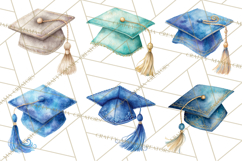 Graduation Cap Clipart PNG, Watercolor Graduation Hat Tassel Product Image 6