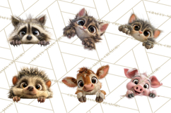 Peeking Cute Animals Clipart, Large-Eyed Baby Creatures, PNG Product Image 6