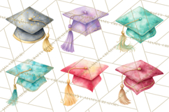 Graduation Cap Clipart PNG, Watercolor Graduation Hat Tassel Product Image 7